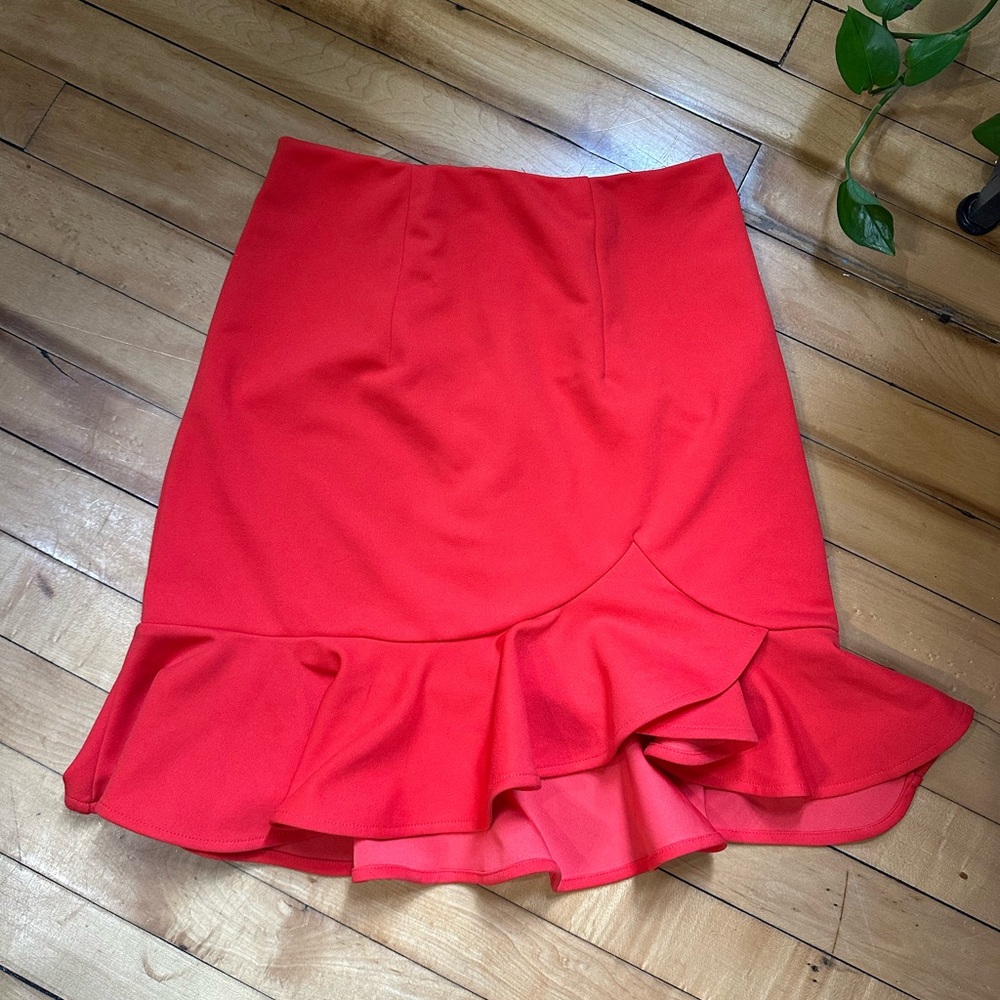 Elegant Red/orange  Ruffle Skirt
